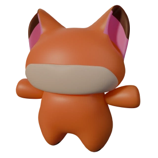 Kitu full body with mouth shape in white with an edge around. Good topology