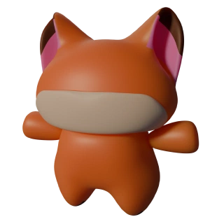 Kitu full body with mouth shape in white with an edge around. Bad topology