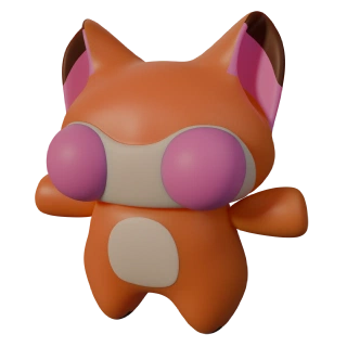 Kitu full body with two big pink sphere for the cheeks