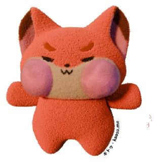 Furry Kitu facing forward with arms out and eyes closed.