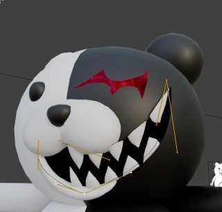 Monokuma famous teeth-full smile in blender view-port with bezier curves