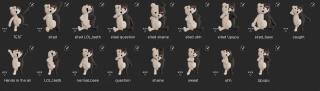 Some Monokuma poses set up in Blender with thumbnails