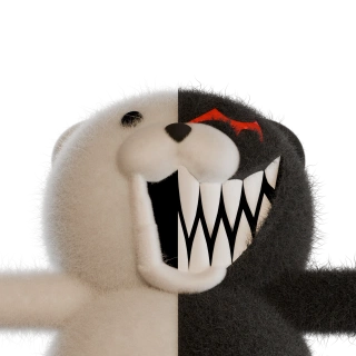 Monokuma laughing all teeth out