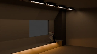 Scene with neon fixtures and monokuma